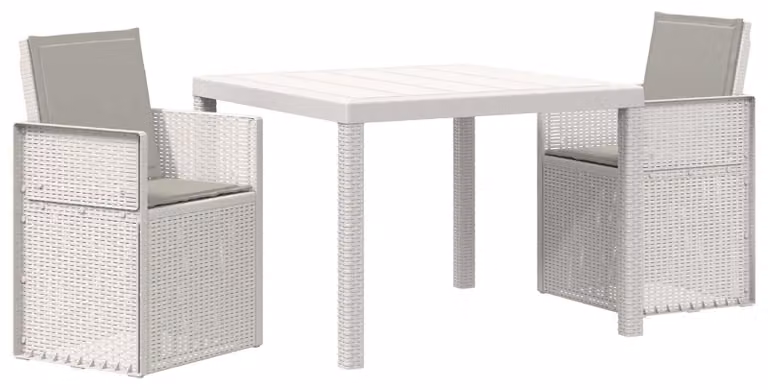 Set da Pranzo per Giardino 3 pcs Bianco e Grigio Chiaro PP