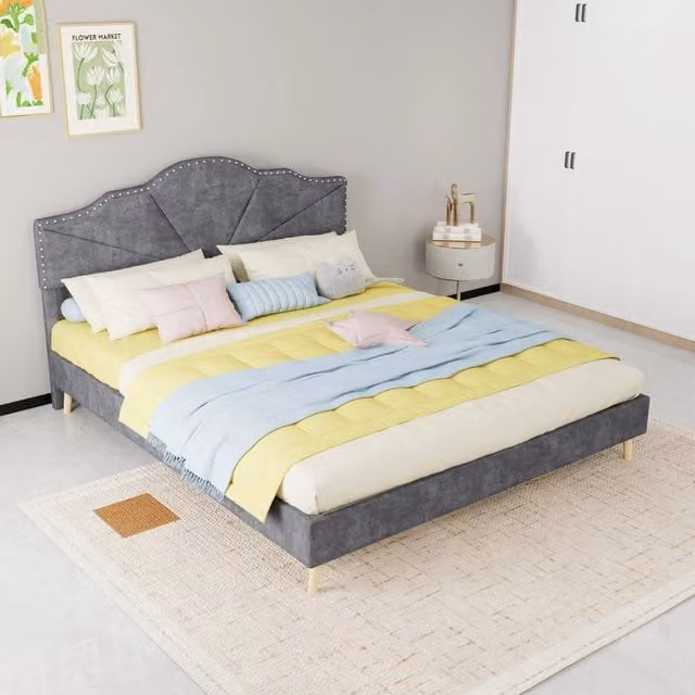 letto moderno in tessuto e metallo grigio 160 x 200 cm