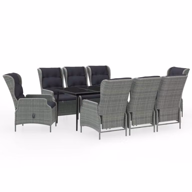 Set da Pranzo da Giardino 9 pz Grigio Chiaro