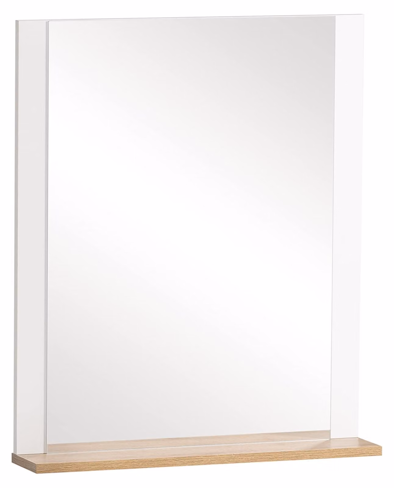 Specchio con ripiano, decoro rustico bianco/noce, 59,6 x 12,3 x 71,1 cm