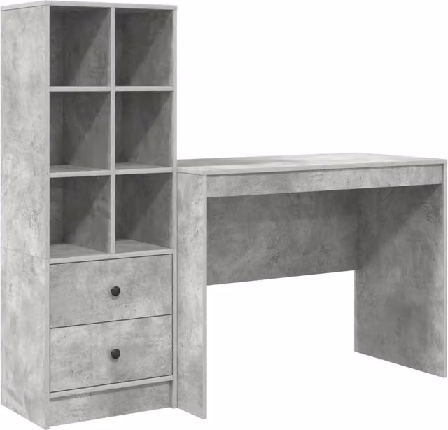 Scrivania | Tavolo da Ufficio con cassetto 2 pz Grigio cemento