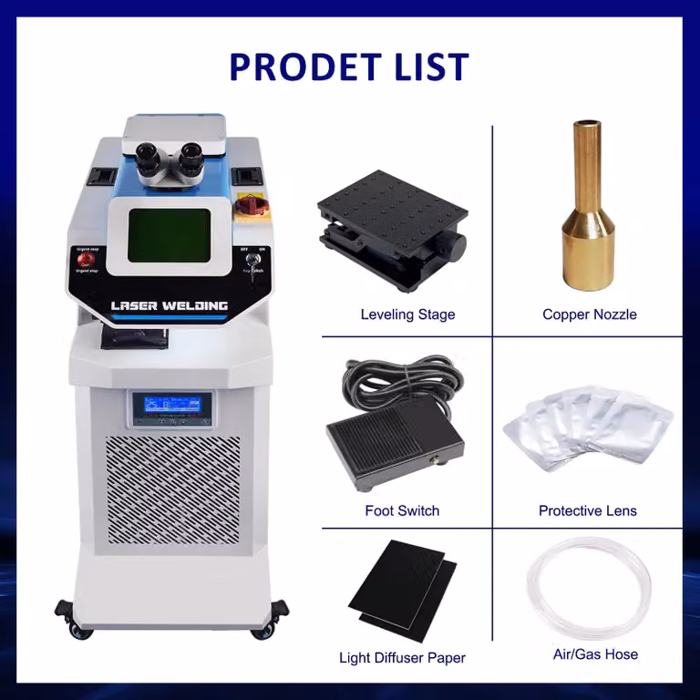 Apparecchio di saldatura laser per gioielli - Saldatrice a punti da banco - 200 W - Microscopio CCD - Sistema di raffreddamento a liquido integrato - Adatto per oro, argento, anelli, ciondoli e protesi dentarie