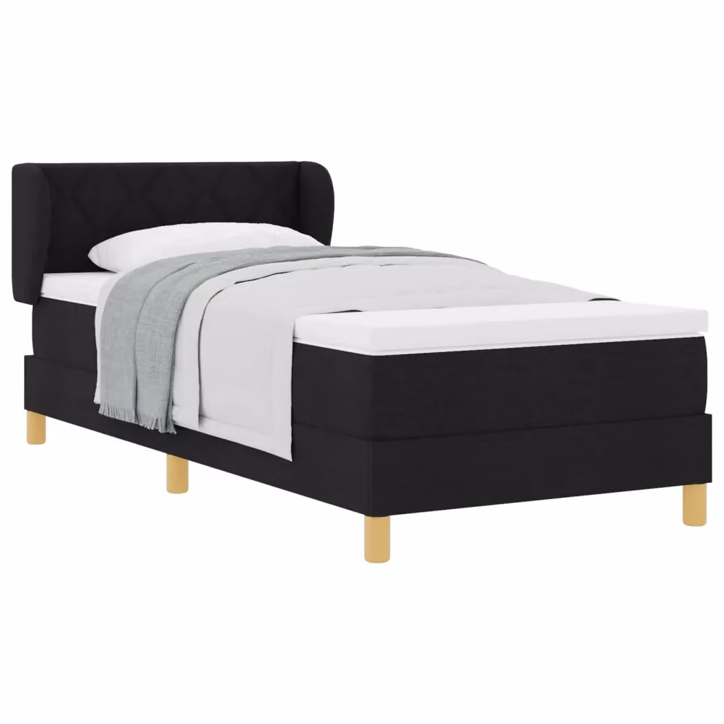 Letto a molle moderno vidaXL con testiera in tessuto nero L/P/H: 190 x 90 x 93 cm – 2