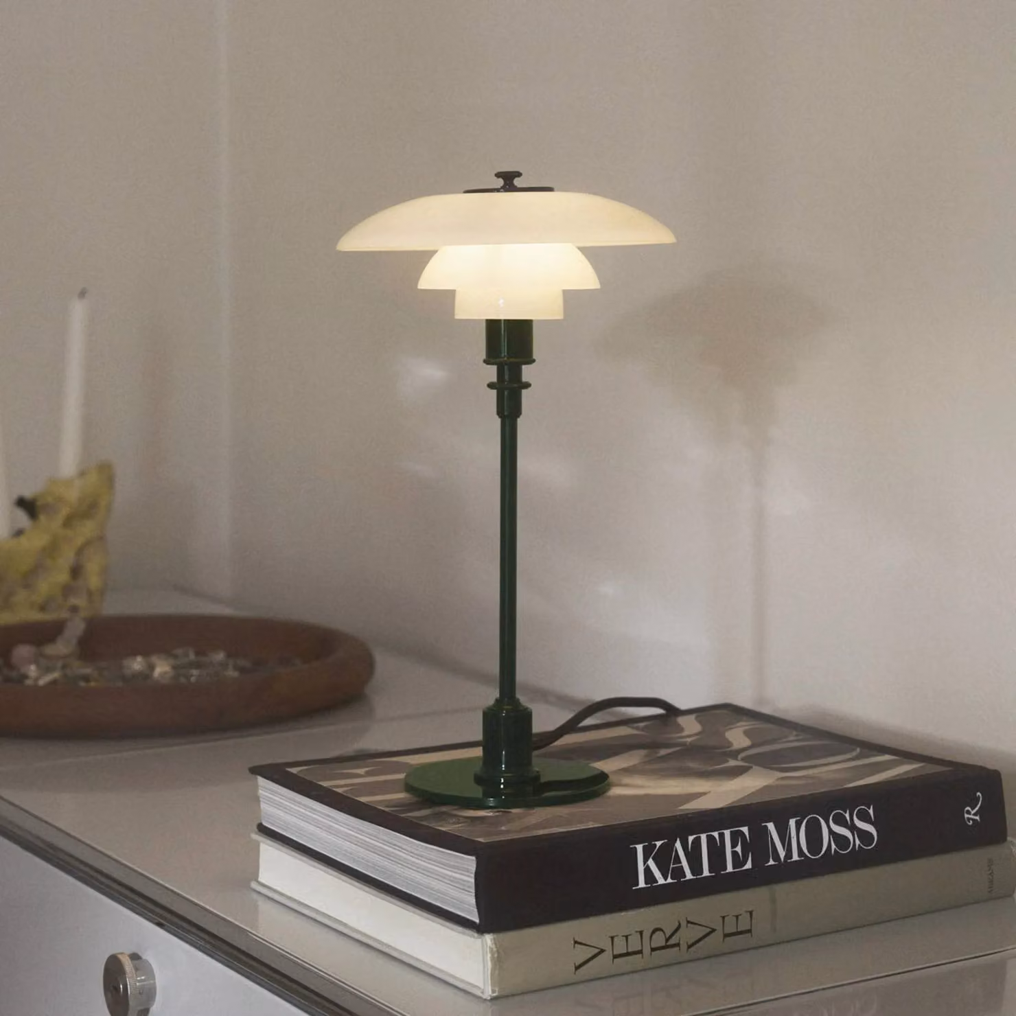 Louis Poulsen Lampada da tavolo PH 2/1, Verde, Soggiorno / Sala da pranzo, Ottone, Design, Lampada da tavolo