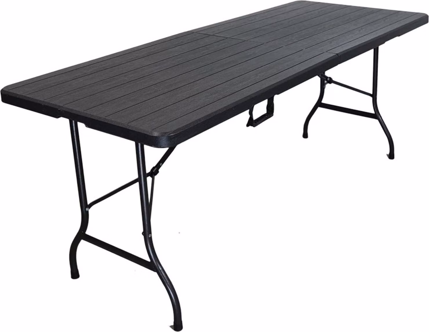 Tavolo da buffet pieghevole | HxLxP 74x180x74cm | con maniglia per il trasporto | per 8 persone | plastica resistente alle intemperie | aspetto legno, nero | tavolo pieghevole Tavolo da campeggio portatile per giardino terrazza e balcone tavolo da festa b