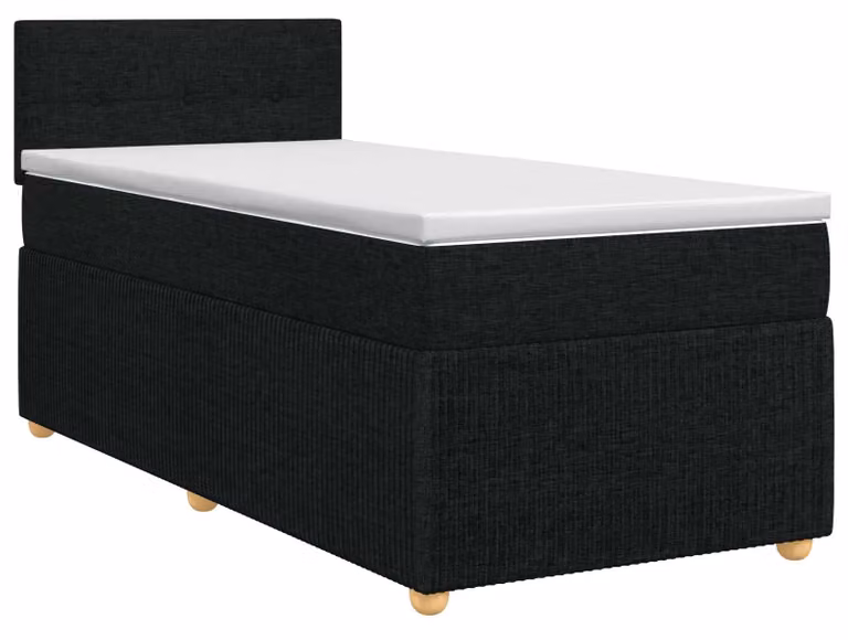 Letto a molle con materasso nero 90 x 190 cm in tessuto