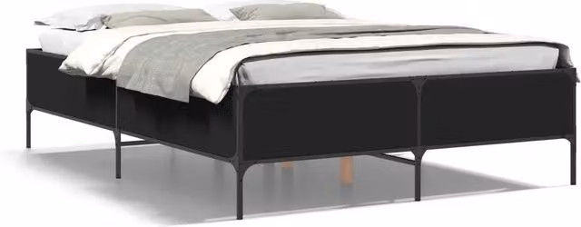 Letto matrimoniale Design In nero in legno multistrato e metallo L/P/H: 140 x 200 cm
