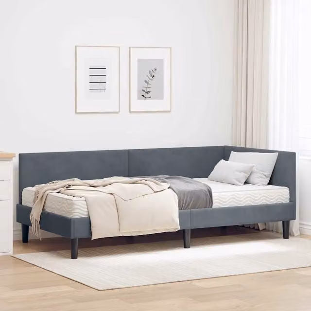 Struttura Letto Angolare con Materasso 2 pz-Giroletto con materasso Grigio Velluto 262333