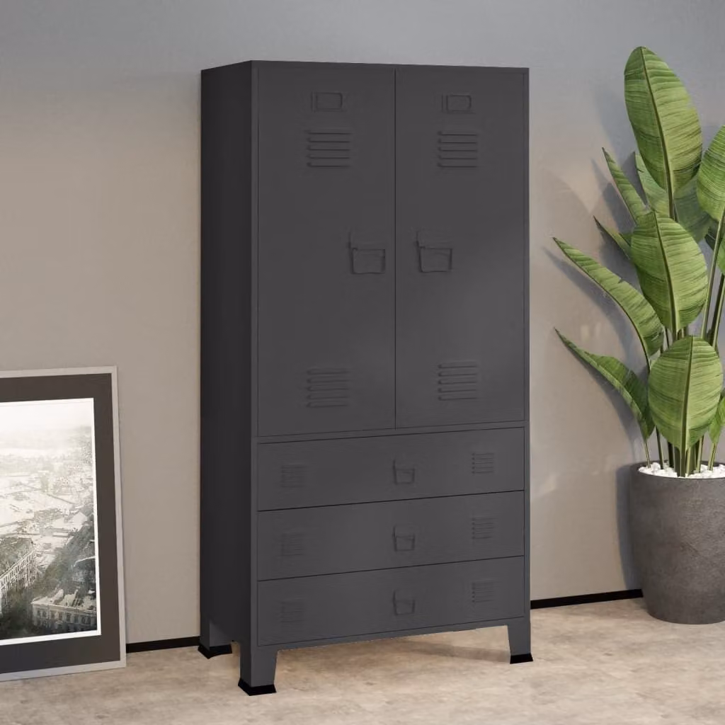 The Living Store Armadio industriale antracite 90x50x180 cm in metallo