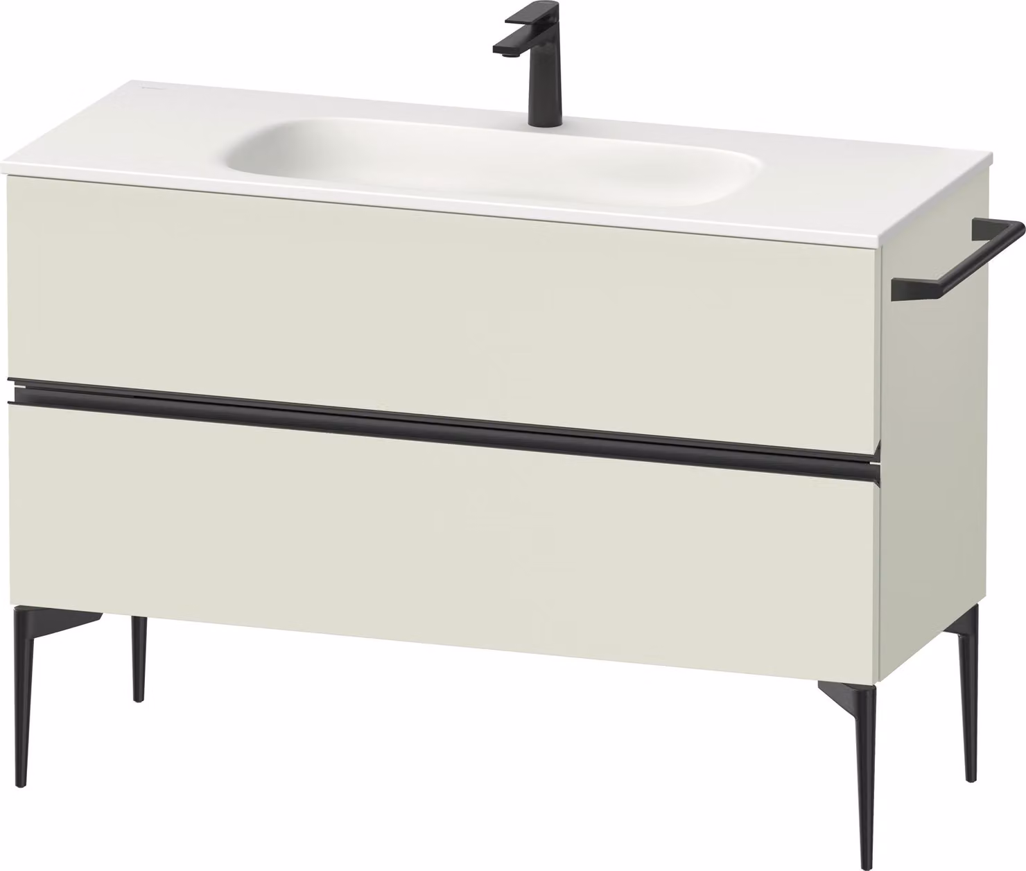 Duravit Sivida Meuble sous-lavabo, 2 tiroirs, poignée encastrée noir diamant mat, 1210x477x592mm, pour Sivida, SV46530BDHH0000, SV46530BDHH0000