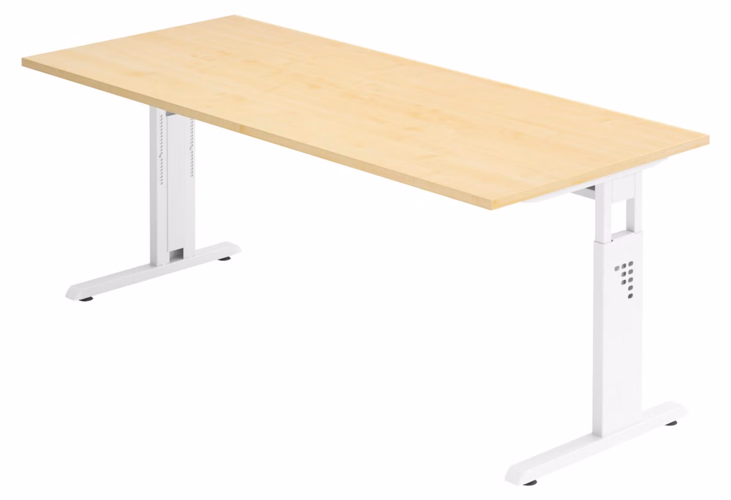 bümö Scrivania Serie-O - Decorazione: acero, dimensioni: 180 x 80 cm, struttura: bianco