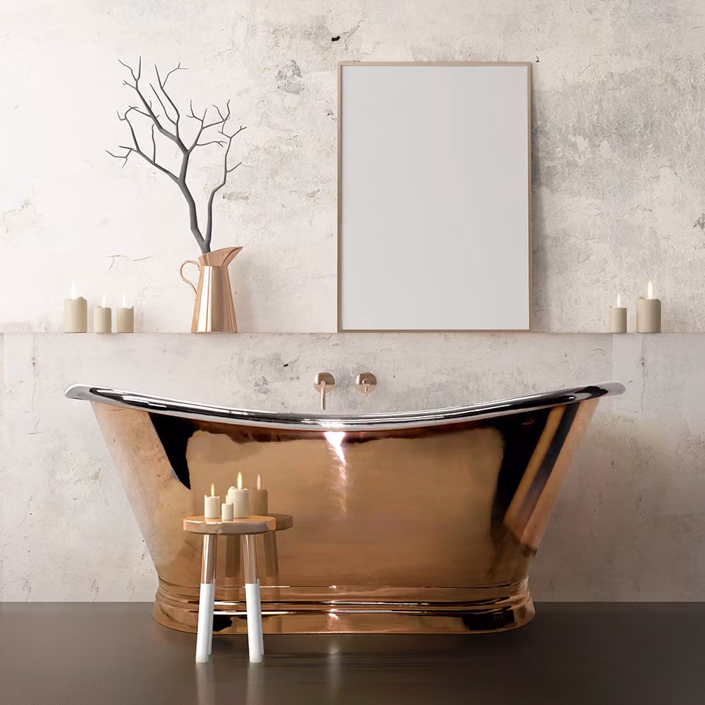 Vasca da Bagno a Doppia Estremità  - Esterno in Rame/Interno di Nichel - 1500mm x 725mm