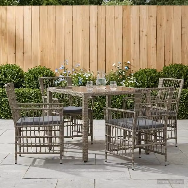 Set da pranzo per esterni 5 pz Grigio polyrattan 3448935