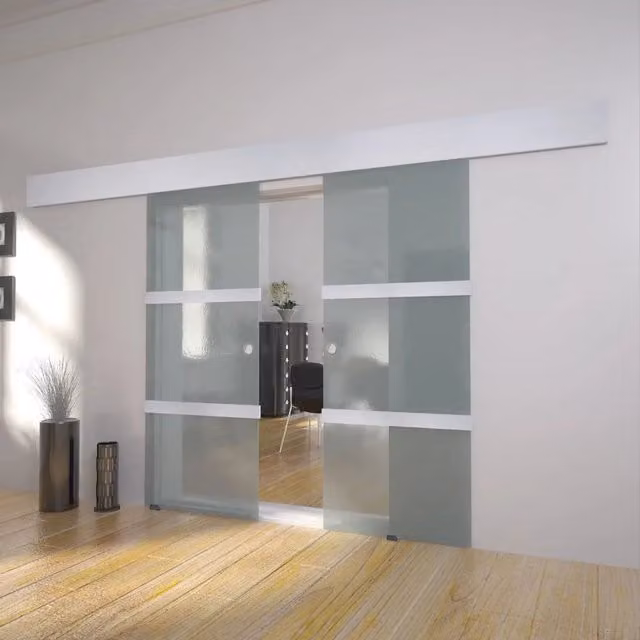 Porta Scorrevole Doppia in Vetro Trasparente vidaXL L/P/H: 205 x 150 x 21 cm