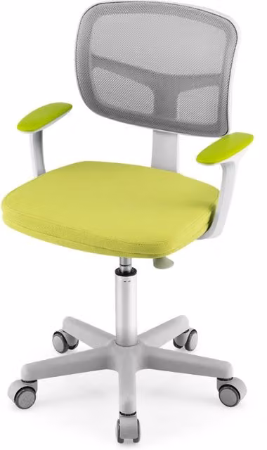 Sedia da scrivania girevole Design Mania per bambini, colore verde, con braccioli e ruote