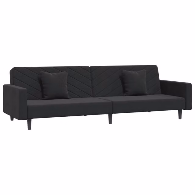 Divano letto | Sof¨¤ letto | Letto singolo a 2 Posti con 2 Cuscini Nero in Velluto