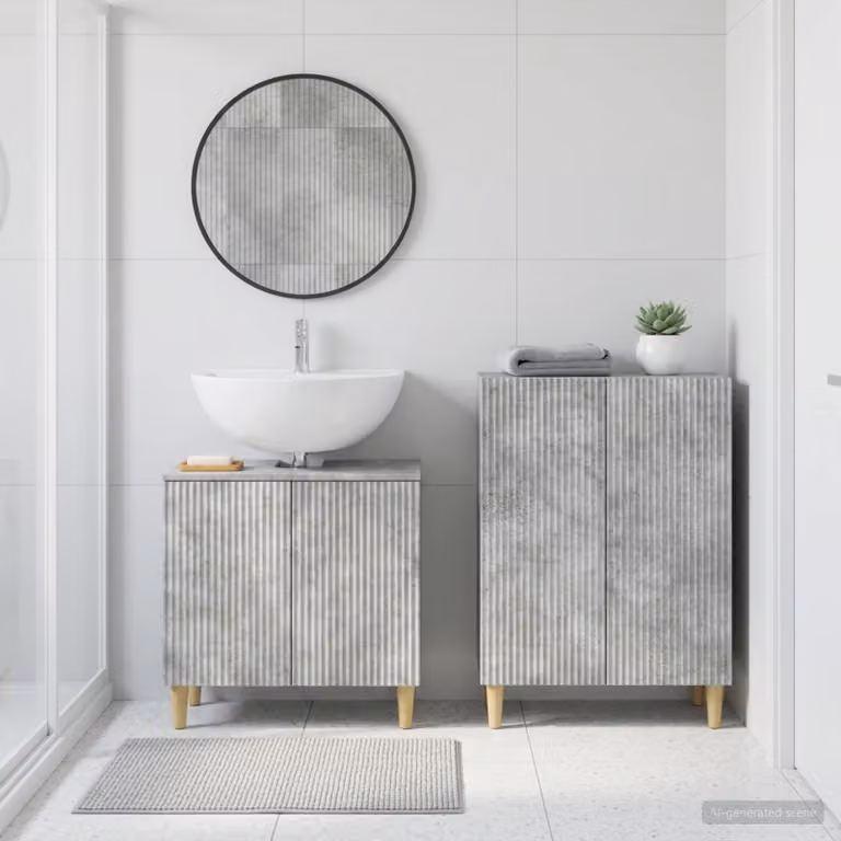 Set di mobili da bagno vidaXL ARNHEM composto da 2 pezzi, mobile lavabo e mobile contenitore, colore grigio, design moderno