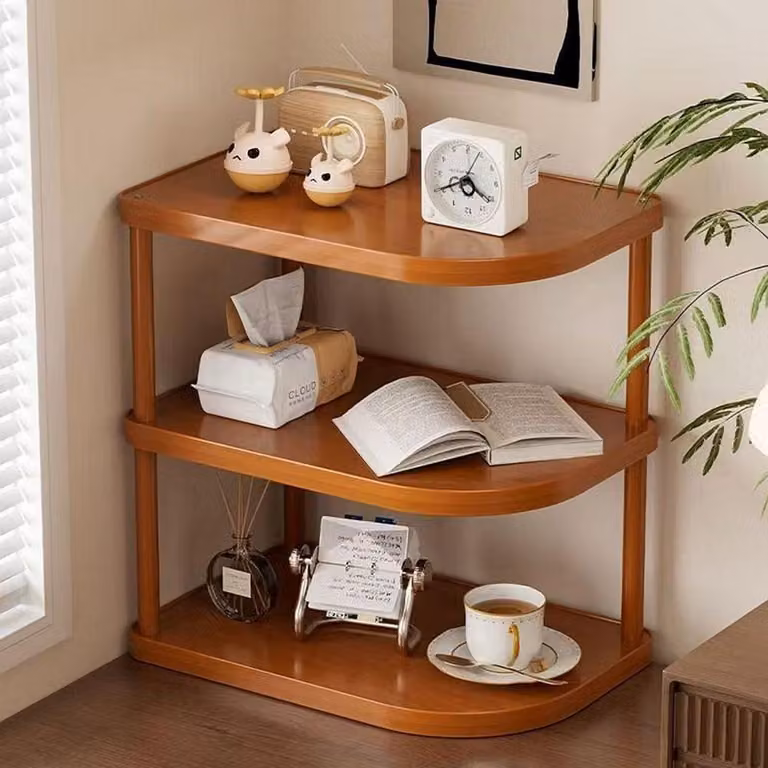 Scaffale in legno a 3 ripiani, stile rustico, organizer da scrivania