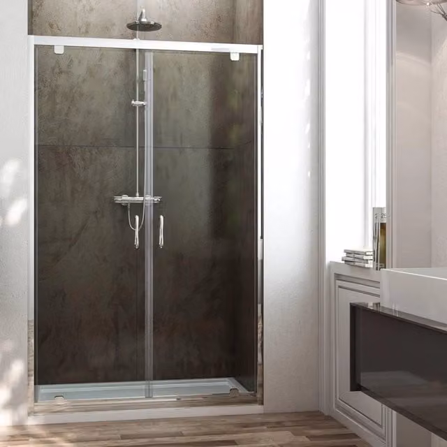 Porta Parete Doccia 120 cm 2 Ante Battenti in Cristallo Trasparente 6mm H185 Fosterberg Koge