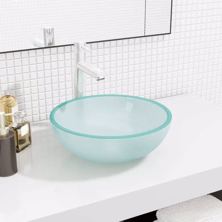 The Living Store Lavabo in vetro temperato 35x12 cm Opaco