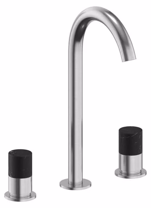 Miscelatore monocomando da lavabo in acciaio inossidabile ALLUVION Minerva, con tre fori e alto beccuccio, modello 240