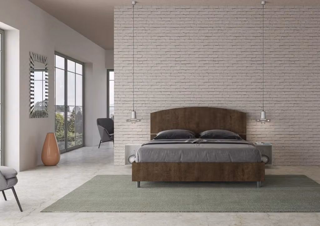 Letto Matrimoniale Dora con Contenitore e Rete GIORDANOSHOP Colore Noce L: 160 cm, P: 200 cm, H: 114 cm, H: 167 cm, H: 209 cm – 2