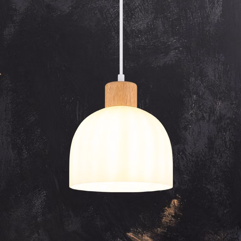 Globo Lampada a sospensione Swanson, dimmerabile, Bianco / Opale, Soggiorno / Sala da pranzo, Vetro, Lampada a sospensione