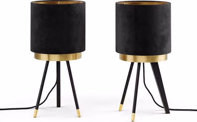 Set di 2 lampade da tavolo Goldamo Vicco in metallo nero e oro, L 23 cm x H 46 cm