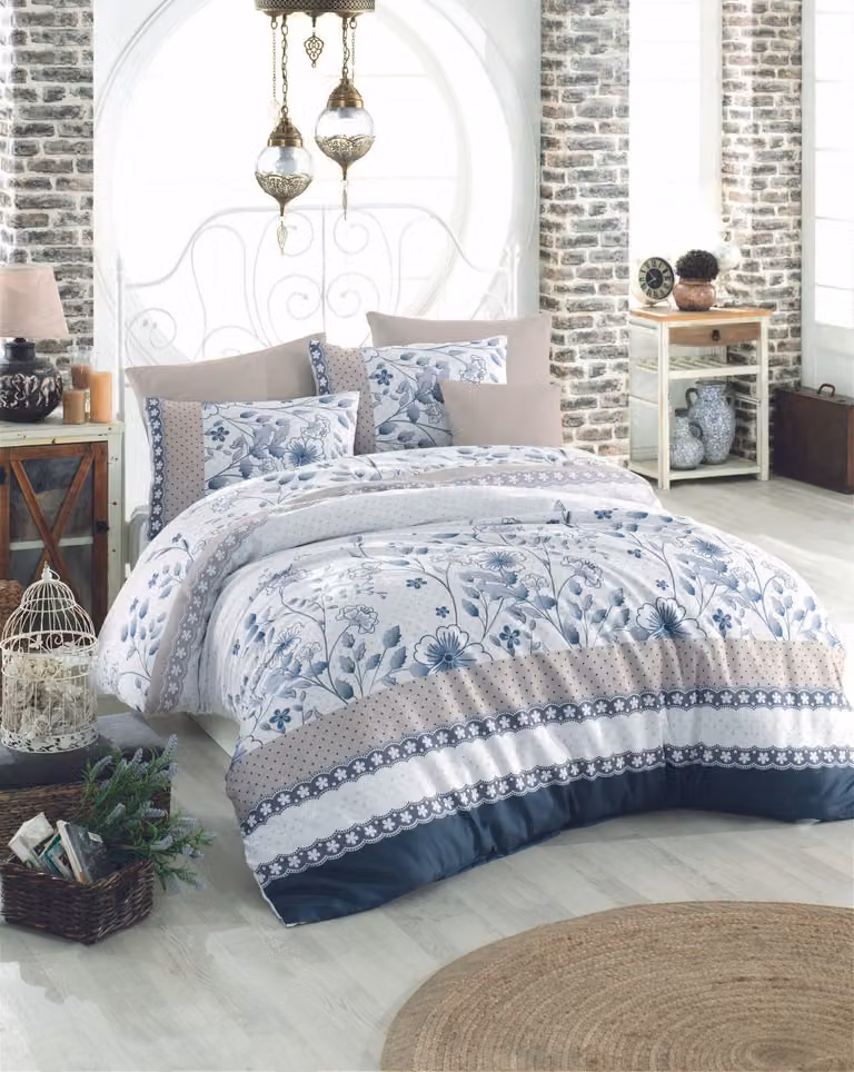 L'Essentiel Linge de Maison, Adal- PRL6228, blu, piumino, 100% cotone ranforce