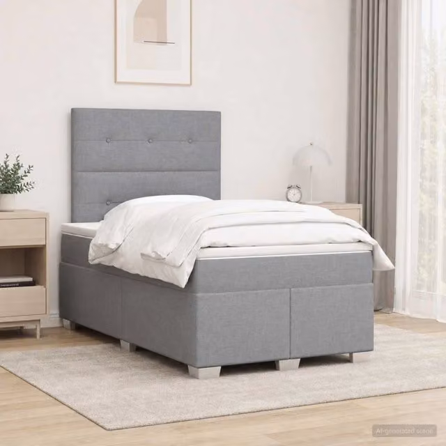 Letto box spring vidaXL con materasso a molle insacchettate e base contenitore, colore grigio, L/P/H: 120 x 200 x 76,5 cm