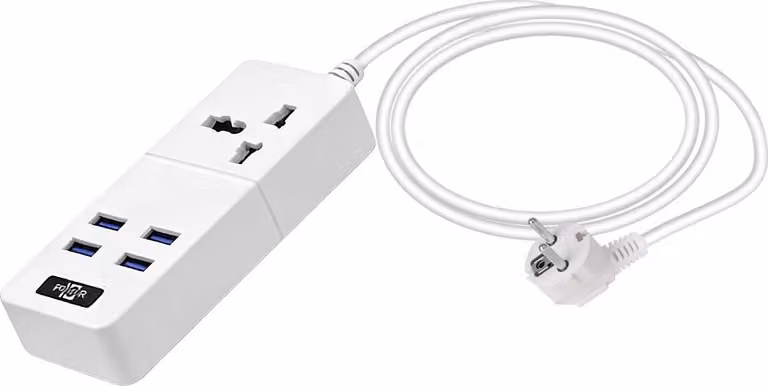 Avizar, ciabatta elettrica 2500 W con 4 porte USB bianca, Bianco