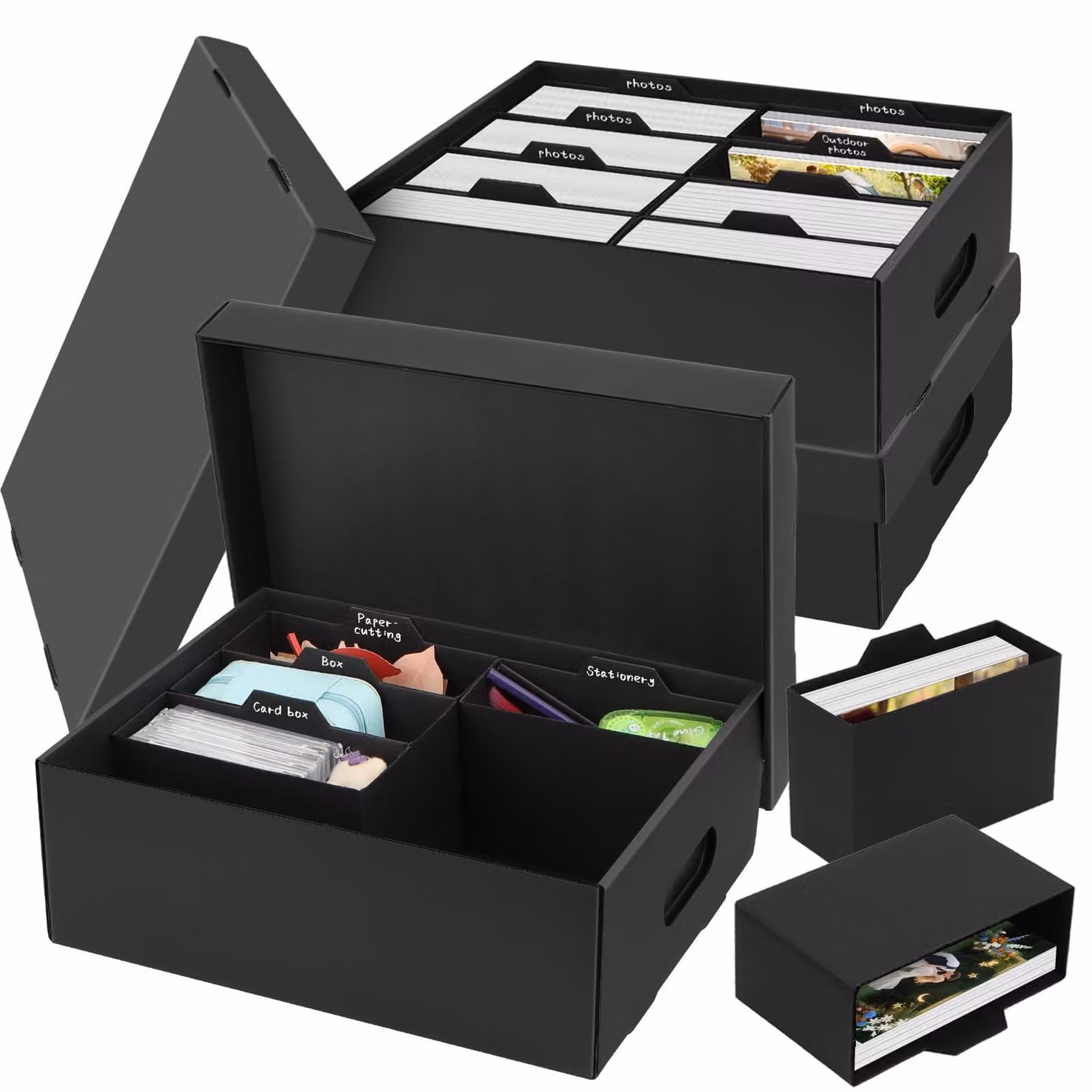 Set di 3 scatole per la conservazione di fotografie, adatte a foto di dimensioni 10 x 15 cm