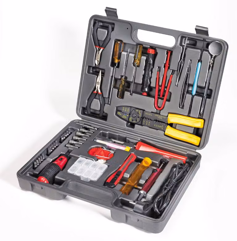Custodia per attrezzi, modello base - Plastica e metallo - Lunghezza 35 cm - Multicolore