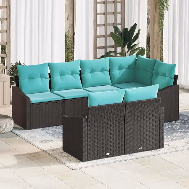 Set di divani 7 pz Nero polyrattan 3346766