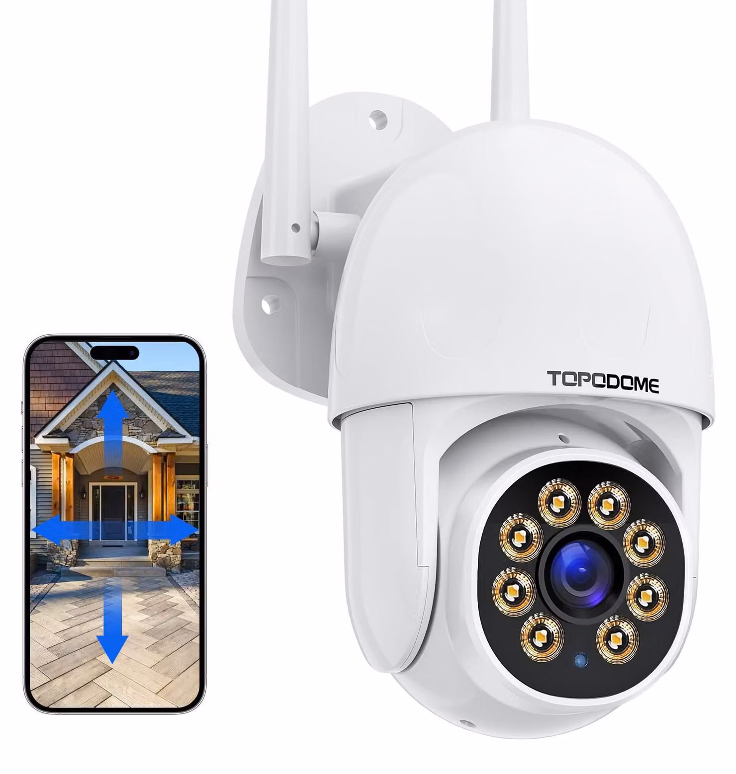 Telecamera di sicurezza, Wi-Fi, per uso esterno, PTZ, telecamera IP, rotazione di 350°/120°, visione notturna
