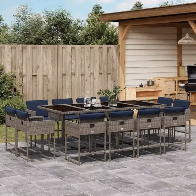 Set da pranzo da giardino da 13 pz con Cuscini Grigio 3278172