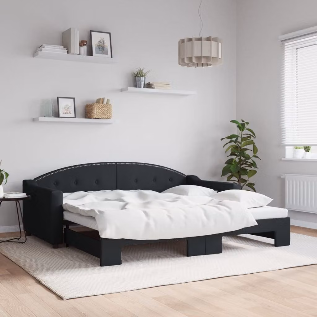vidaXL Divano Letto con Letto Estraibile Nero in Tessuto