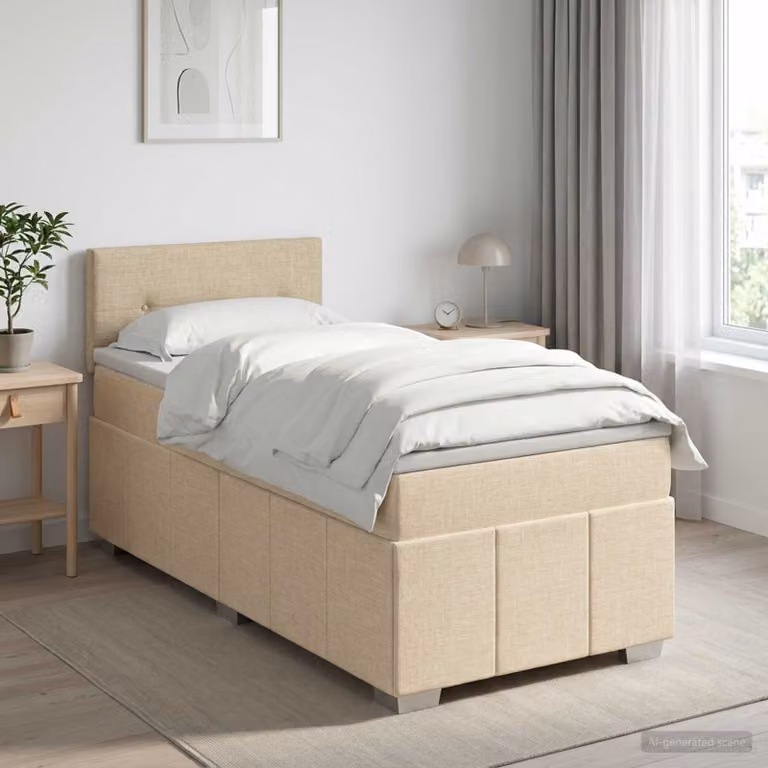 Letto box spring con materasso vidaXL in tessuto beige, L 90 x P 200 cm