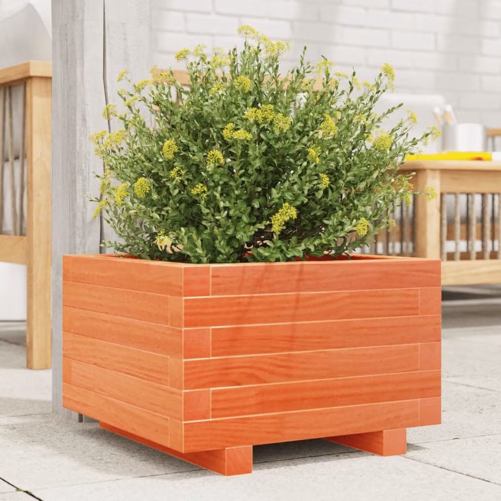 Fioriera da giardino vidaXL in legno di pino massello, colore marrone e arancione, L 40 cm x P 40 cm x H 26,5 cm
