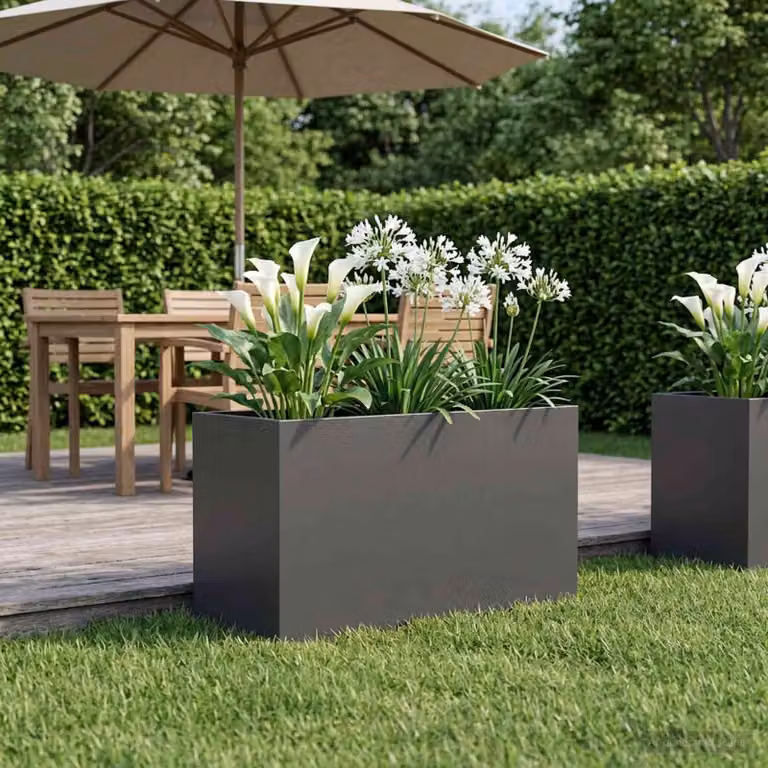 vidaXL Vaso da giardino in metallo Nero e Antracite L/P/H: 100 x 50 x 50 cm