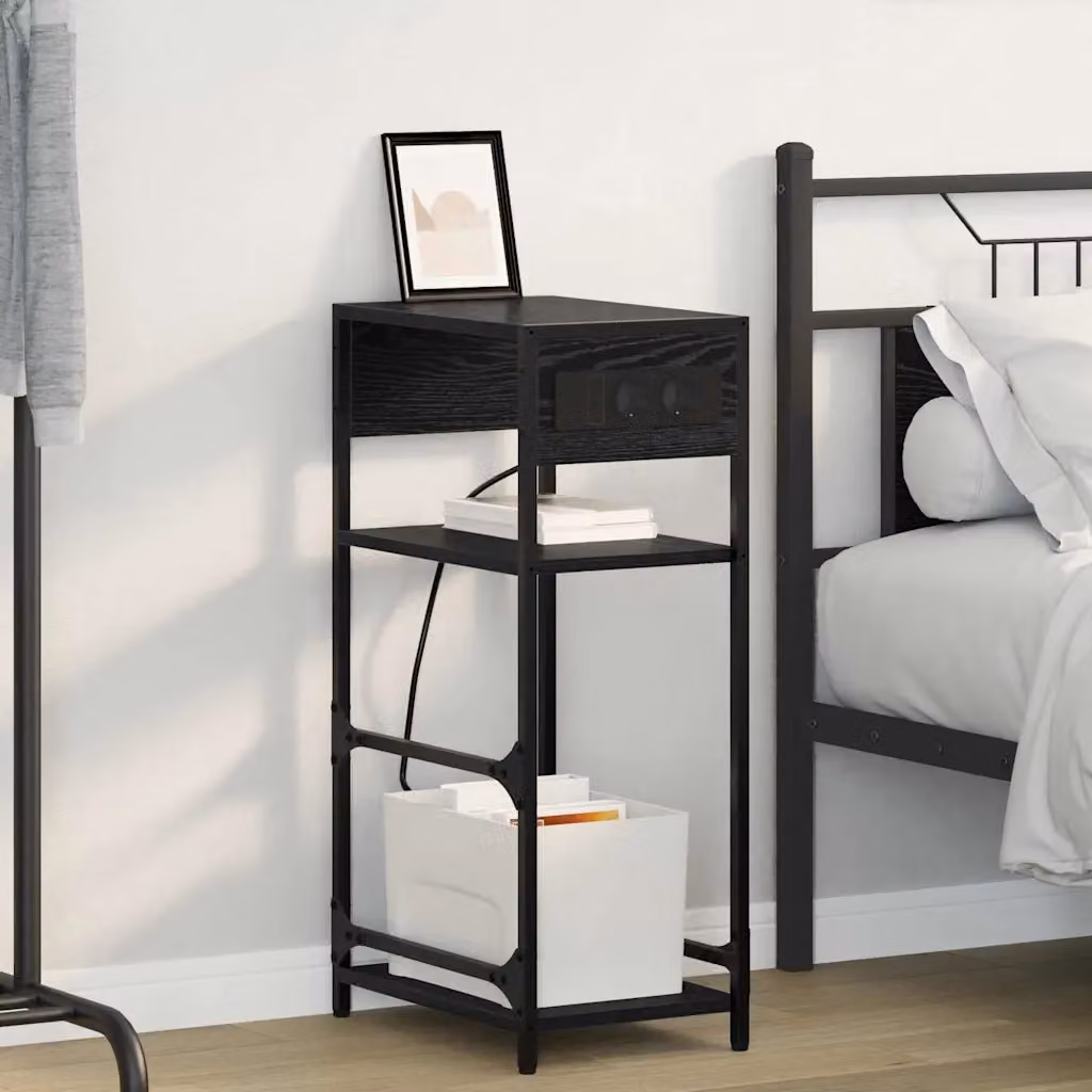 Armadio da notte vidaXL in stile rustico, colore nero e marrone, L 40 cm x P 27 cm x H 76 cm