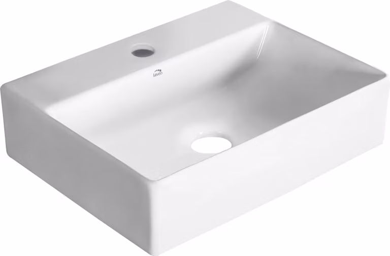 Laveo KVADRATO lavabo da appoggio/a parete in Vetroceramica con foro per rubinetto VUK_6146