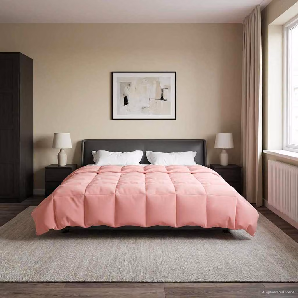 Piumino Estivo vidaXL in Microfibra Traspirante e Reversibile, Rosa, 200 x 200 cm