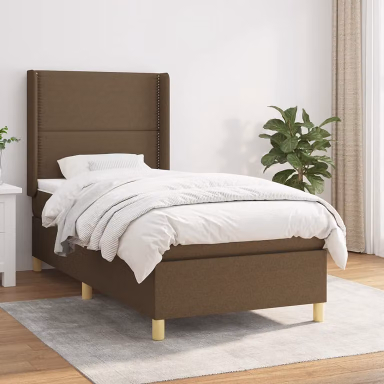 Maison Exclusive - Giroletto a Molle con Materasso Marrone Scuro 90x190cm Tessuto