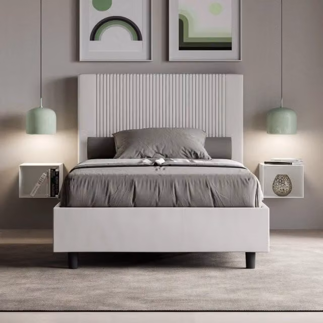 Letto imbottito con contenitore Ityhome Goya in similpelle bianco L: 145 cm, P: 230 cm, H: 122 cm – 1