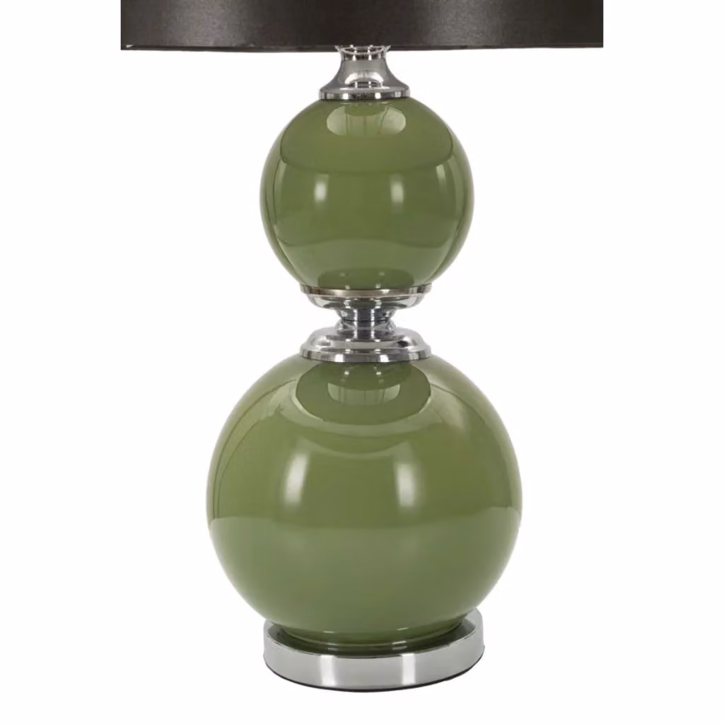 Lampada da tavolo Eva Two in vetro verde e grigio con paralume in tessuto, diametro: 38 cm – 2