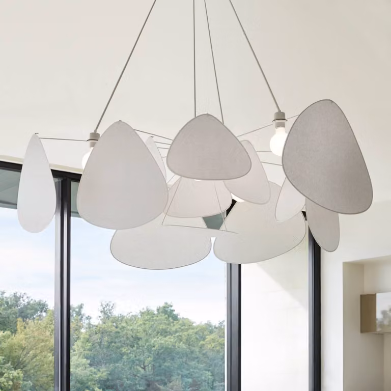 MARKET SET Lampada a sospensione Screen, dimmerabile, Bianco / Opale, Soggiorno / Sala da pranzo, Carta / Lunolit / Lunopal, Design, Lampada a sospensione