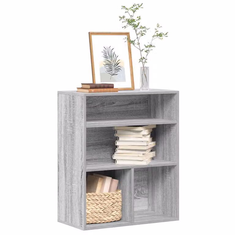 Libreria moderna vidaXL in legno MDF Grigio con pannello posteriore L: 60 cm, P: 30 cm, H: 71,5 cm
