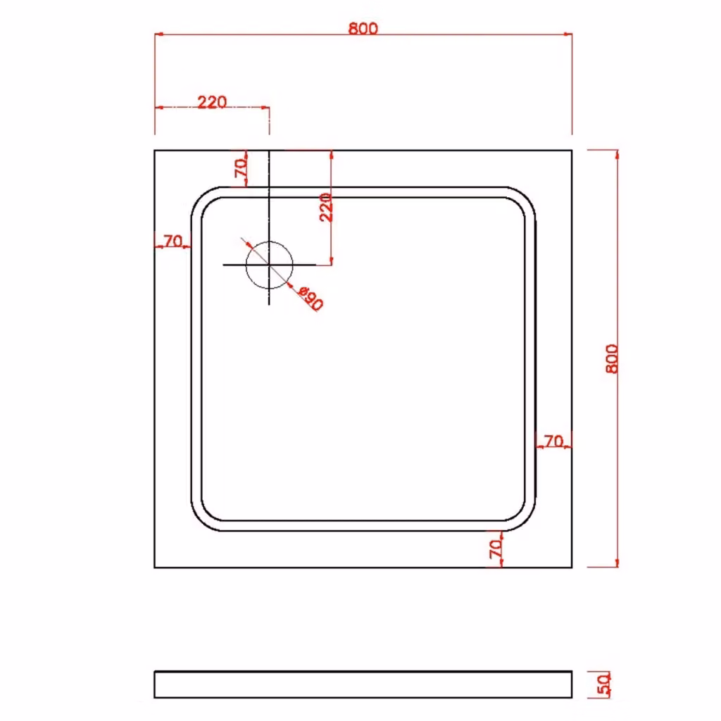 Piatto doccia quadrato Selene LANERI bianco L: 80 cm, P: 80 cm, H: 5 cm – 2
