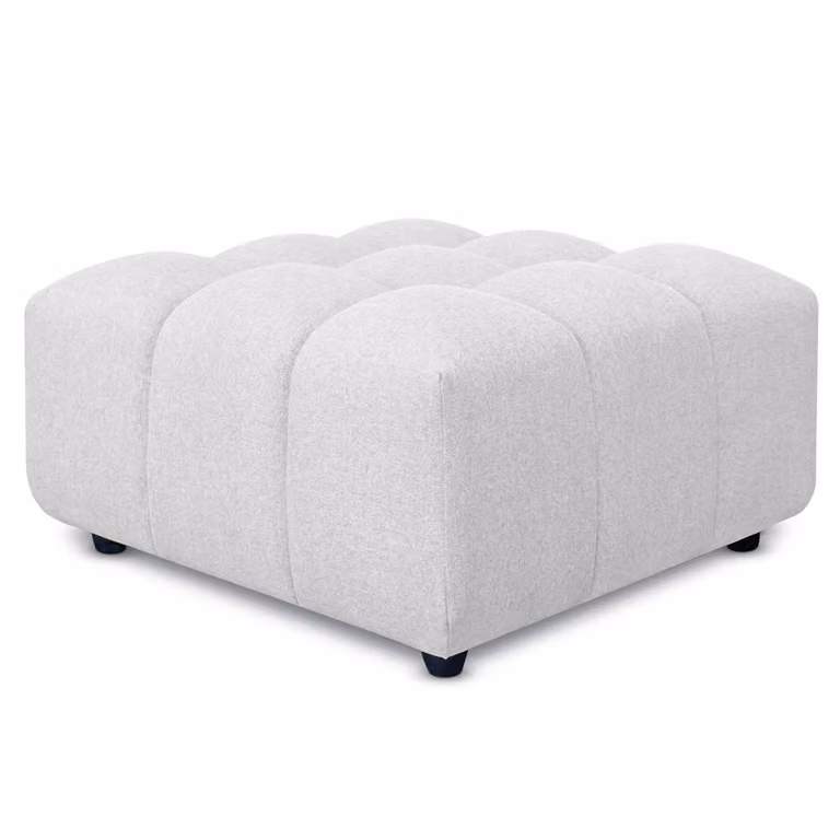 Pouf poggiapiedi con bombature morbide, Pouf Rubiq Ghiaccio 90 x 90 cm